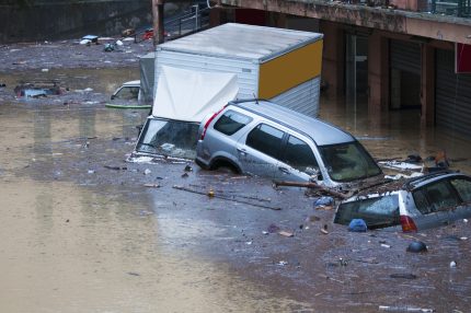 Cars flooded after hurriance