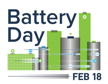 Logo for National Battery Day with Feb 18 date