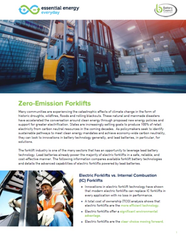 ZeroEmission Forklifts Battery Council International