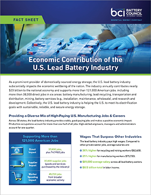 Economic contribution of the U.S. lead battery industry fact sheet
