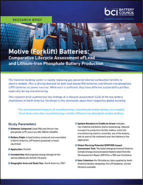 Motive batteries LCA lead and LFP