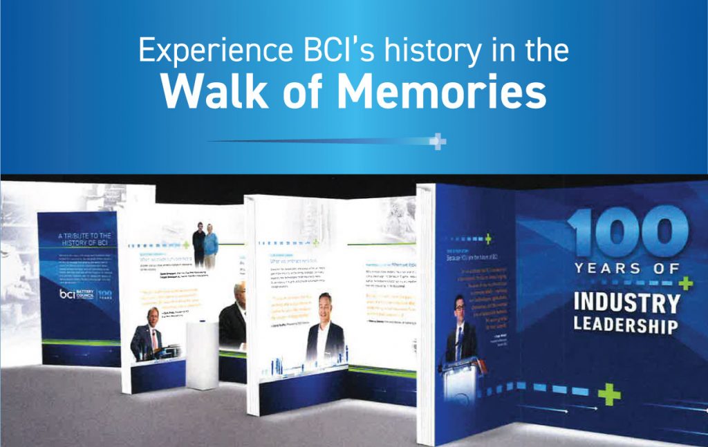 Graphic teasing the Walk of Memories display for BCI's 100 year celebration.