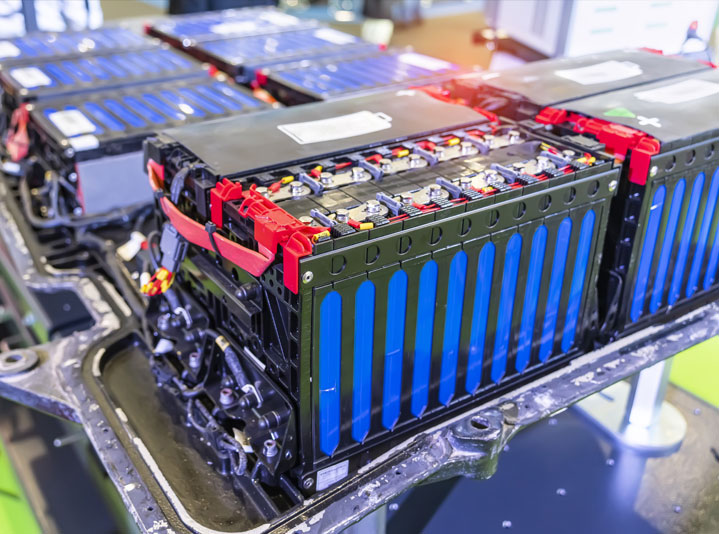 Lithium-ion battery pack module with a Battery Management System (BMS).