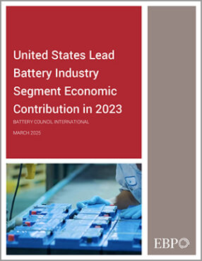 EBP United States Lead Battery Industry Segment Economic Contribution in 2023 report cover thumbnail.