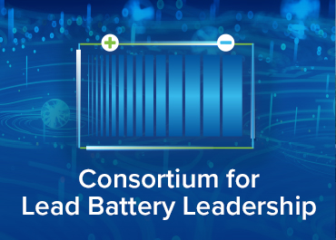 Consortium for Lead Battery Leadership with lead battery graphic.