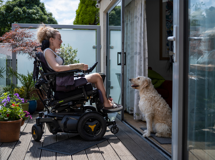 Woman in a wheelchair.