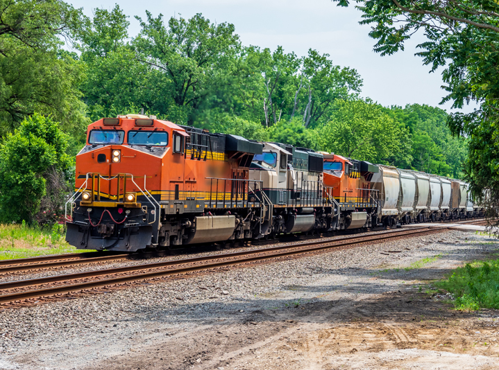 Train transporting goods across the U.S.