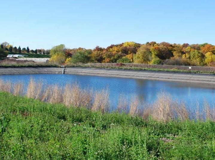 Storm water collection at a lead battery recycling facility. Storm water collection at a lead battery recycling facility.