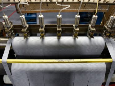 Battery separators being manufactured.